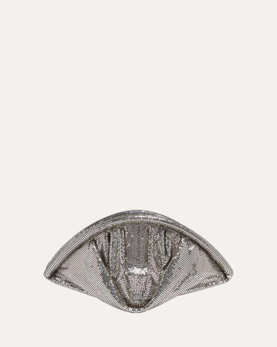 Studded Mesh Zip Pochette Clutch Bag
